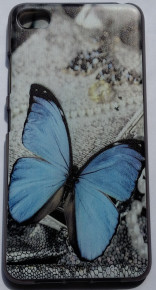 Силиконов гръб ТПУ  за LENOVO S90 SISLEY сив със синя пеперуда